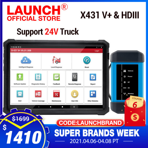 2020 LAUNCH X431 V Plus tablet & HD 4.0 Truck Full System Diagnostic tool obd2 BT HD heavy duty support 24 Truck DHL free