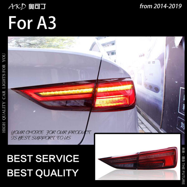 Car Styling for Audi A3 Tail Lights 2013-2019 A3 LED Tail Lamp LED DRL Dynamic Signal Brake Reverse auto Accessories