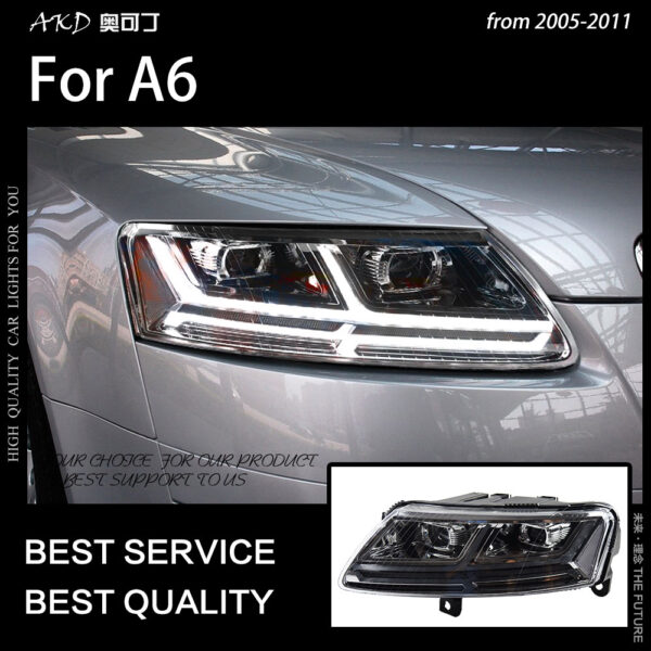 Car Styling for Audi A6 Headlights 2005-2011 A6 C5 C6 LED Headlight Dynamic Signal Animation DRL Bi Xenon Auto Accessories