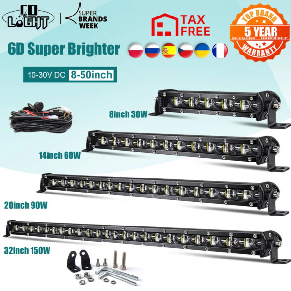 Super Bright LED Light Bar 6D 8-50inch Offroad Combo Led Bar for Lada Truck 4x4 SUV ATV Niva 12V 24V Auto Driving Light