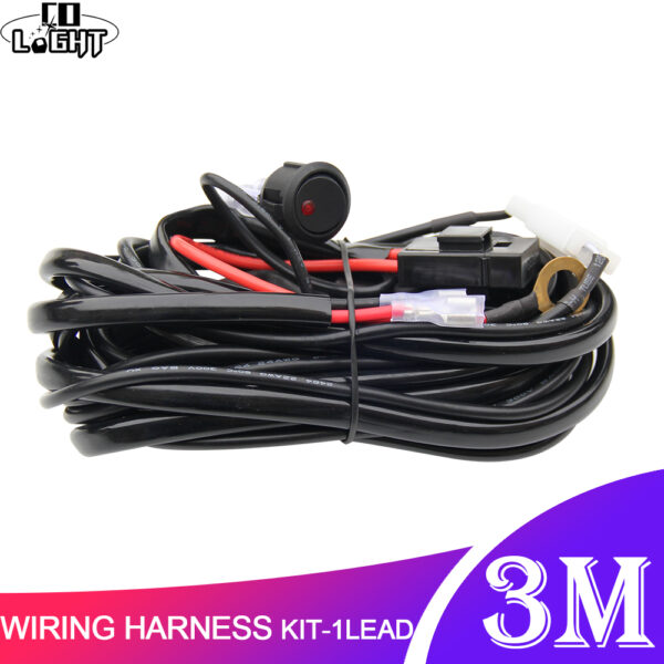Car LED Light Bar Wire 3M 12V 24V 40A Wiring Harness Relay Loom Cable Kit Fuse for Auto Driving Offroad Led Work Lamp