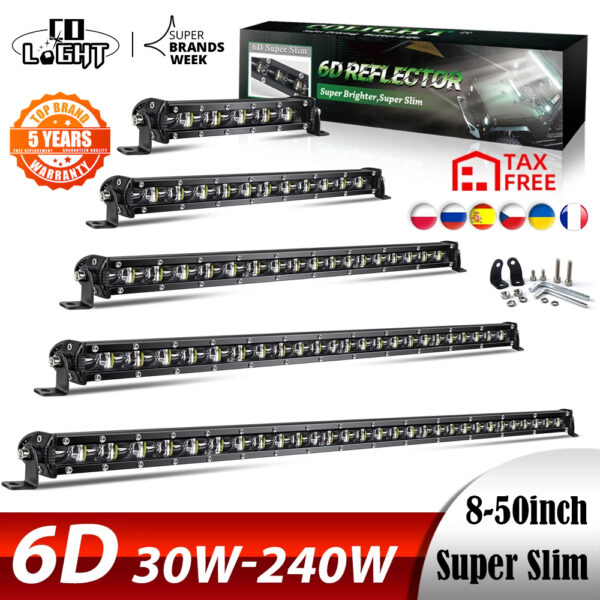 6D 30W 60W 90W 120W 150W 180W 210W 240W LED Work Light Bar Offroad Led Worklights 12V 24V Led Bar for Niva 4X4 ATV SUV
