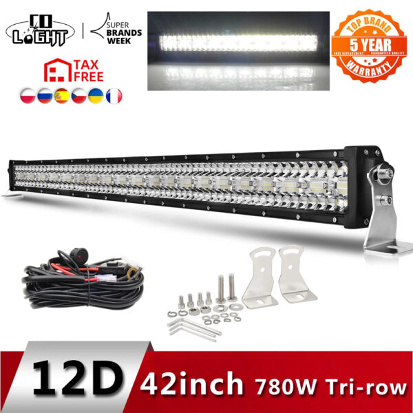 12D High Power 3-Row Led Bar Offroad 12V 390W 585W 780W 936W 975W Combo Beam 4x4 Work Light Bar for Trucks ATV SUV Boat