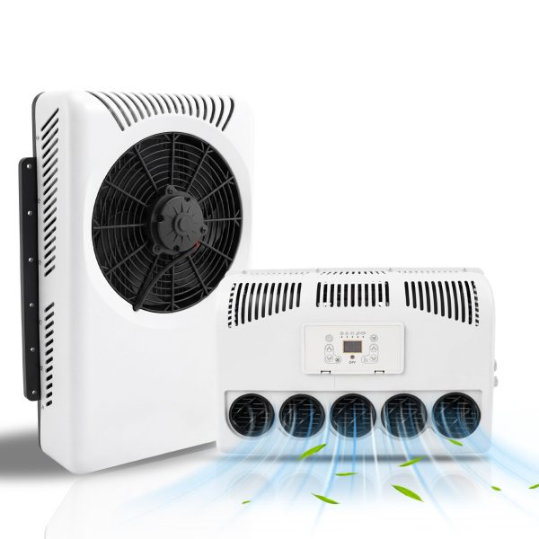D100 12V 24V Split Type Truck Cab Air Conditioner, 8000 BTU DC Electric Split Parking Air Conditioner for Semi Truck, RV, Trailer, Camper, Van, Bus, Construction Machinery
