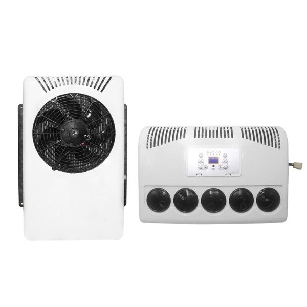 D100 12V 24V Split Type Truck Cab Air Conditioner, 8000 BTU DC Electric Split Parking Air Conditioner for Semi Truck, RV, Trailer, Camper, Van, Bus, Construction Machinery