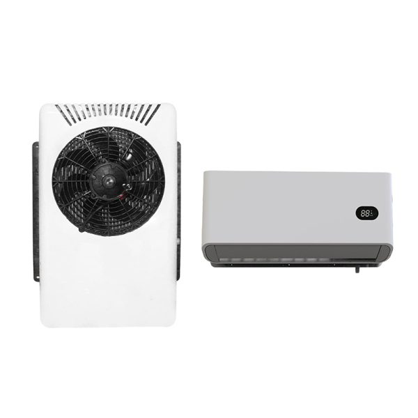 D100B 12V 24V Split Type Truck Cab Air Conditioner, 8000 BTU DC Electric Split Parking Air Conditioner for Semi Truck, RV, Trailer, Camper, Van, Bus, Construction Machinery