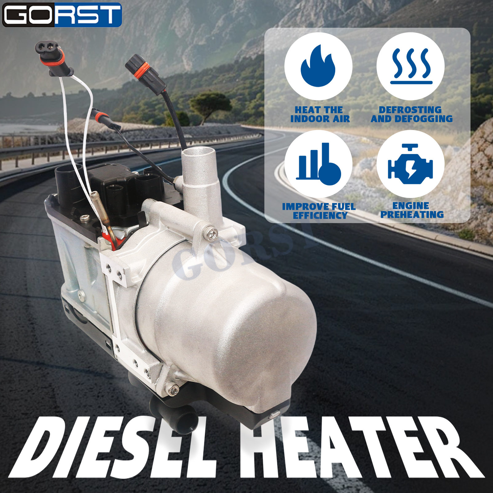2 12V/24V 5KW Diesel Water Parking Heater Liquid Car Heater Engine Preheater for for Car, SUV, Pickup, Truck, Van, RV, Camper, Motorhome, Bus, Yacht, Engineering Vehicle Winter Snow Heating