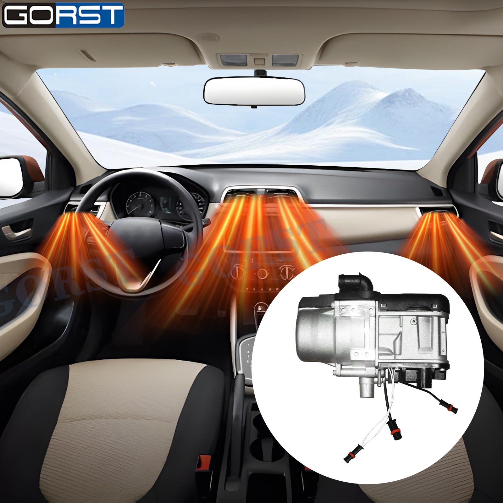 12V/24V 5KW Diesel Water Parking Heater Liquid Car Heater Engine Preheater for for Car, SUV, Pickup, Truck, Van, RV, Camper, Motorhome, Bus, Yacht, Engineering Vehicle Winter Snow Heating